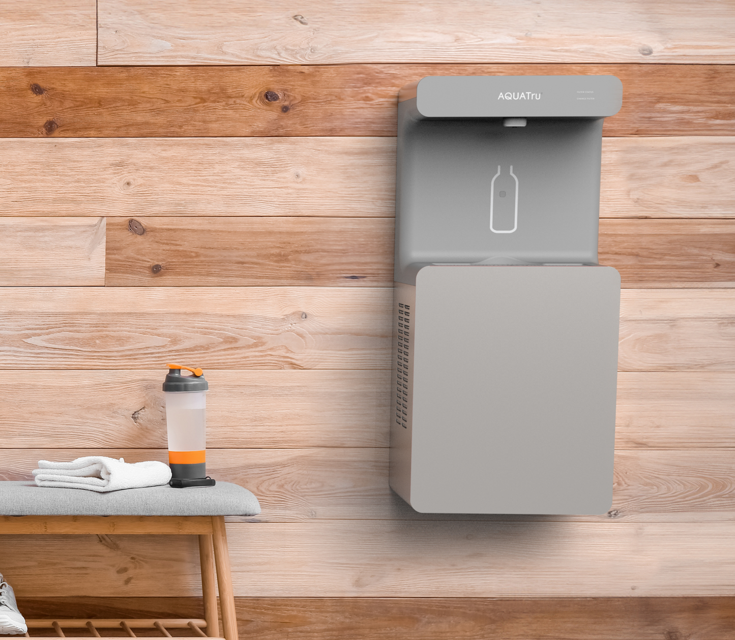 AquaTru Refrigerated On-Wall Bottle Filler with Hands-Free System