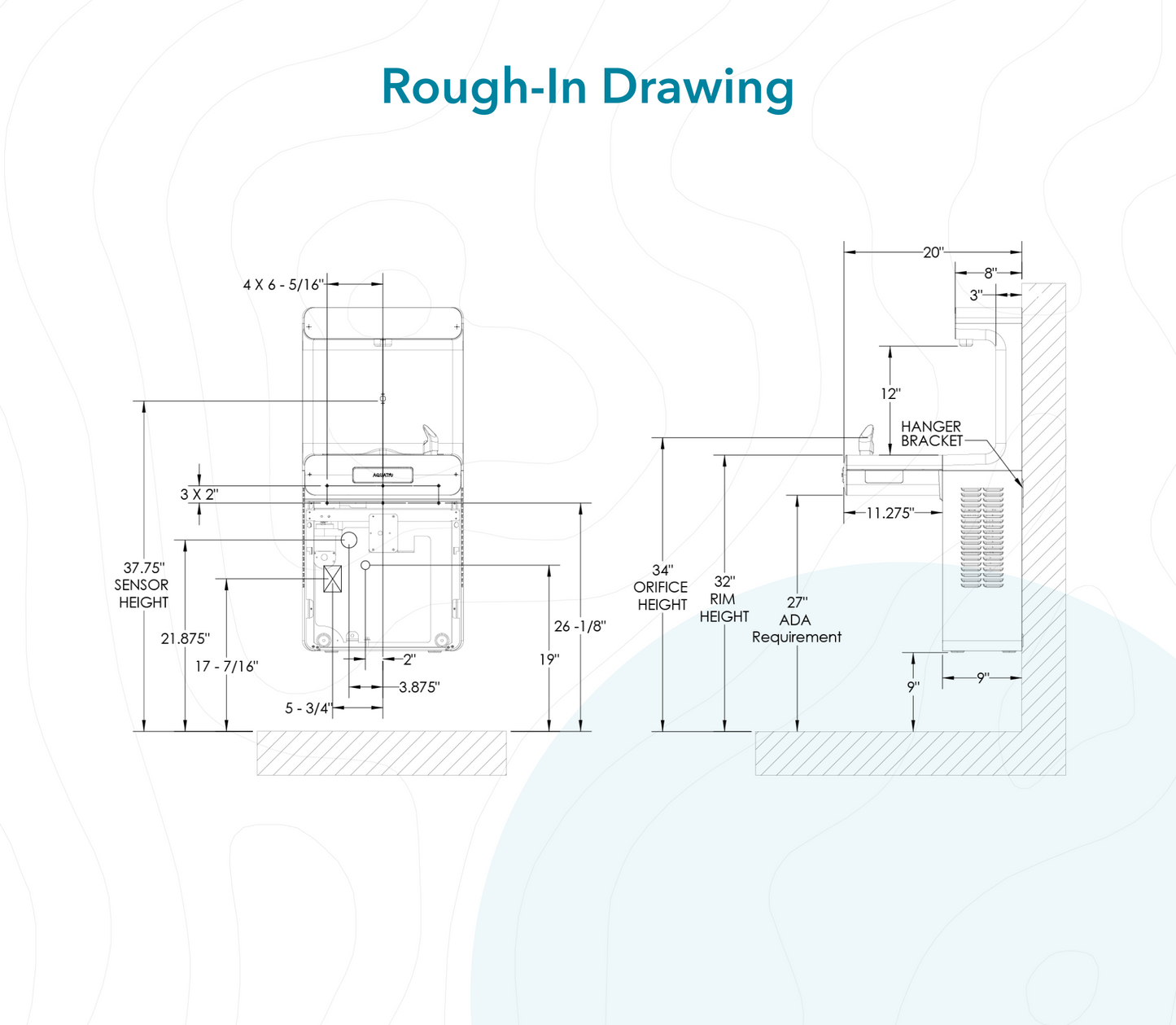 AquaTru Refrigerated On-Wall Bottle Filler with Bubbler System