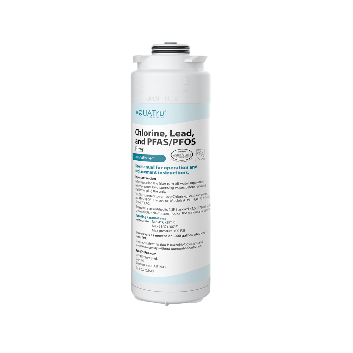 View of AquaTru On-Wall Replacement Filter